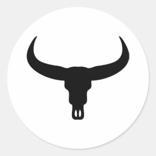 bull skull classic round sticker