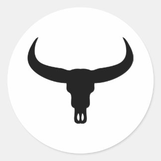 bull skull classic round sticker