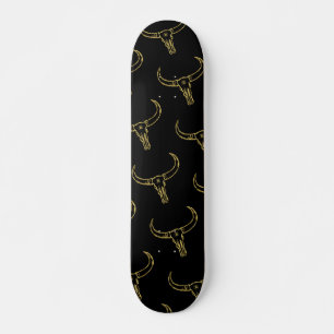 Bull Skull Gold  Skate Skateboard