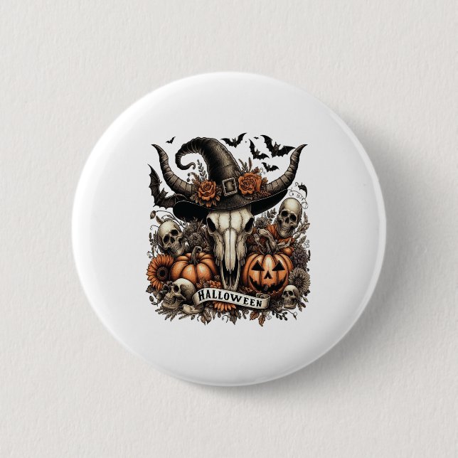 Bull Skull Halloween Cow 6 Cm Round Badge (Front)