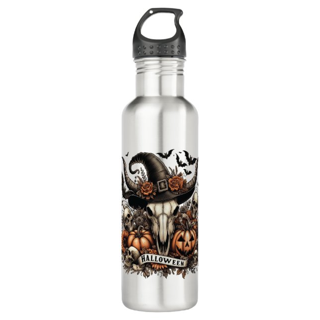 Bull Skull Halloween Cow 710 Ml Water Bottle (Front)