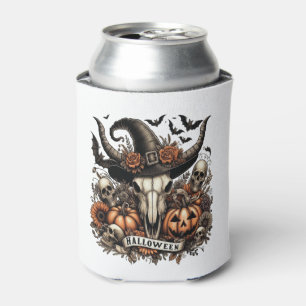 Bull Skull Halloween Cow Can Cooler