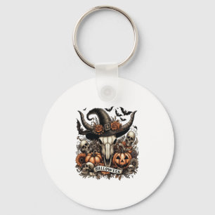 Bull Skull Halloween Cow Key Ring