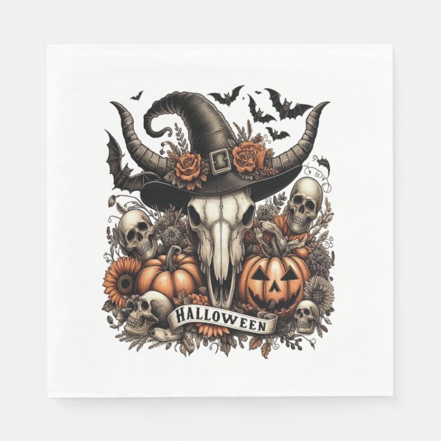 Bull Skull Halloween Cow Napkin (Front)