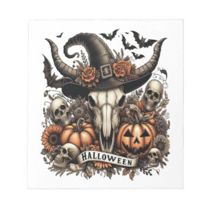 Bull Skull Halloween Cow Notepad