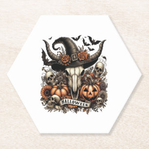 Bull Skull Halloween Cow Paper Coaster