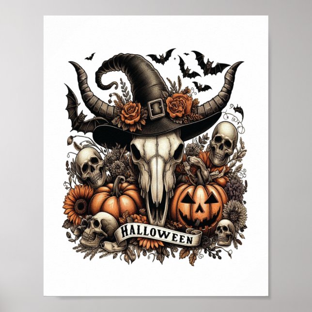 Bull Skull Halloween Cow Poster (Front)