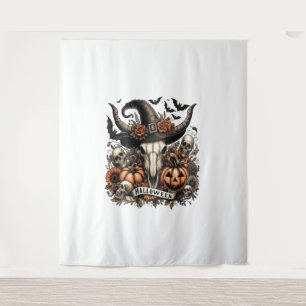 Bull Skull Halloween Cow Tapestry