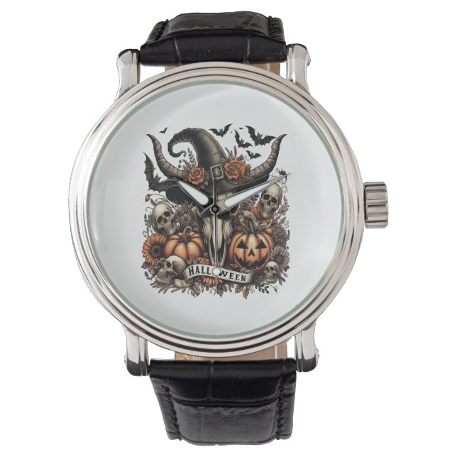 Bull Skull Halloween Cow Watch (Front)
