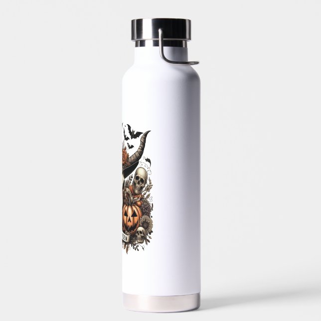 Bull Skull Halloween Cow Water Bottle (Left)