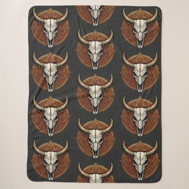 Bull Skull Sherpa Blanket (Front)
