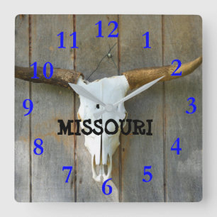 Bull Skull Square Wall Clock