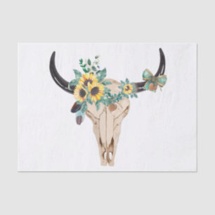 Bull Skull Sunflowers Tissue Paper