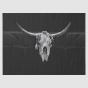 Bull Skull Western Black And White Rustic Country Tissue Paper