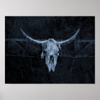 Bull Skull Western Country Black And White Rustic