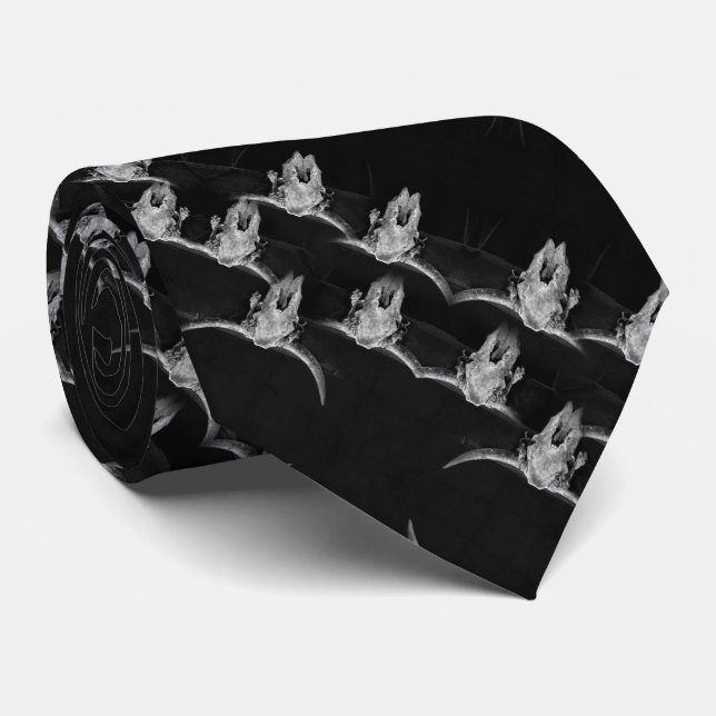 Bull Skull Western Country Black And White Rustic  Tie (Rolled)