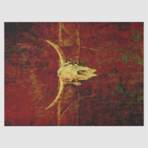 Bull Skull Western Country Brown Rustic Grunge Art Tissue Paper