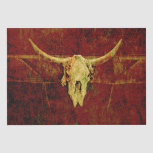 Bull Skull Western Country Brown Rustic Grunge Art Tissue Paper