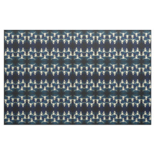 Bull Skull Western Country Rustic Indigo Blue Fabric