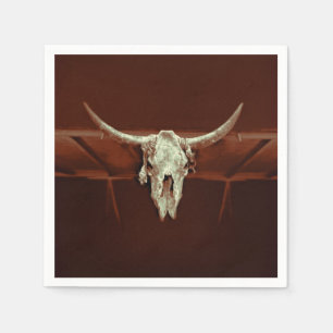 Bull Skull Wild West Brown Rustic Country Western Napkin