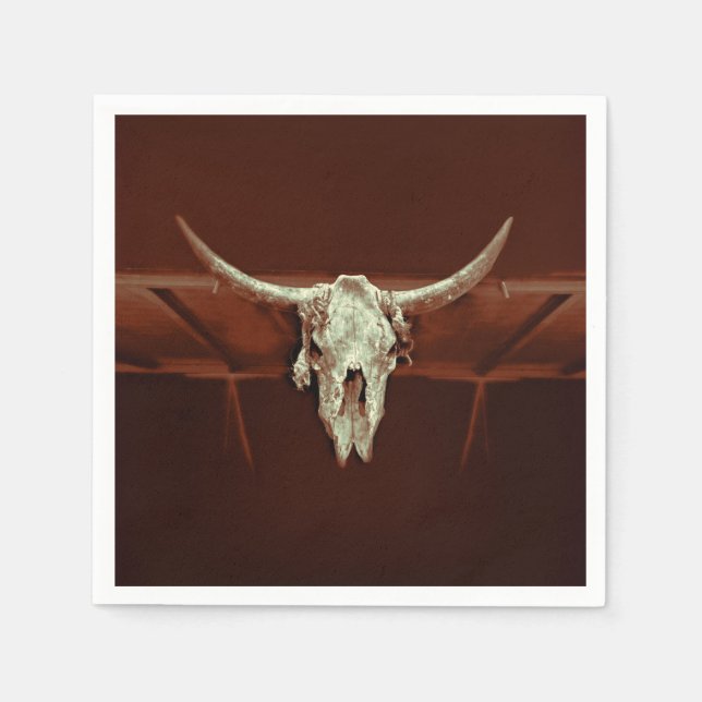 Bull Skull Wild West Brown Rustic Country Western Napkin (Front)