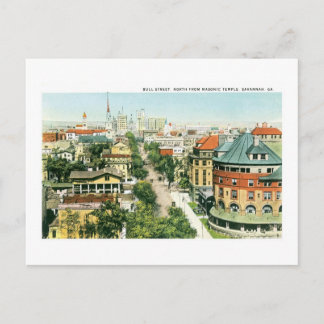 Bull Street, Savannah, Georgia Postcard