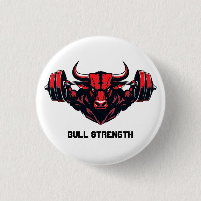 Bull Strength 3 Cm Round Badge (Front)