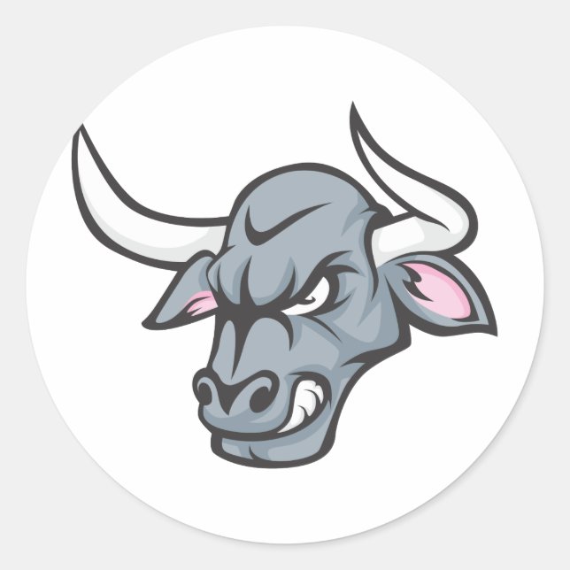 Bull T Shirt | Custom Angry Bull Head T Shirt Classic Round Sticker (Front)