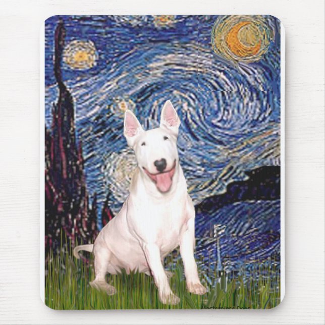 Bull Terrier 4 - Starry Night (Vert) Mouse Mat (Front)