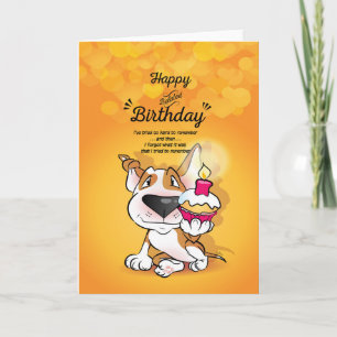 Bull Terrier Cartoon Card "Happy Belated Birthday"