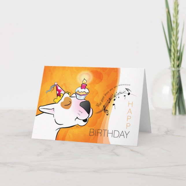 Bull Terrier Cartoon Card "Happy Birthday" (Front)