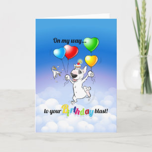 Bull Terrier Cartoon Card "Happy Birthday"