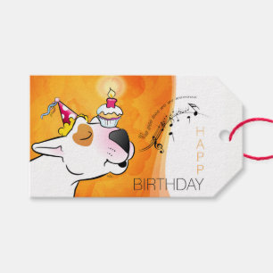 Bull Terrier Cartoon "Happy Birthday" Gift Tag