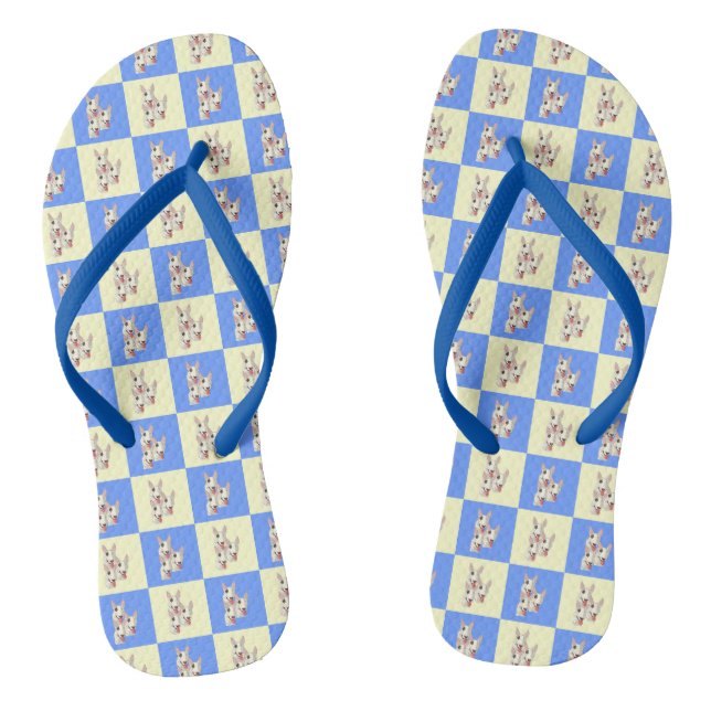 Bull Terrier Chequered Flip Flops (Footbed)