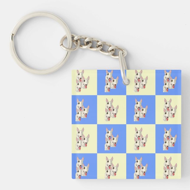 Bull Terrier Chequered Keychain (Front)
