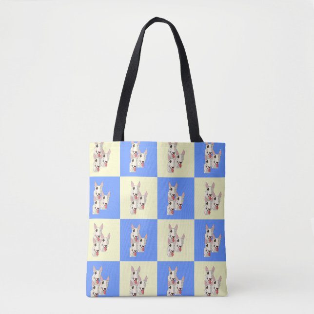Bull Terrier Chequered Tote (Front)
