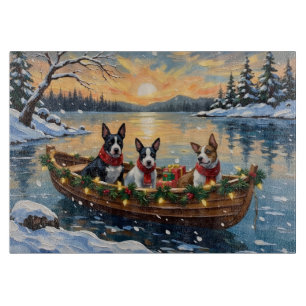 Bull Terrier Christmas Boat Holiday Cutting Board