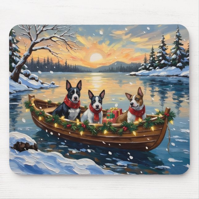 Bull Terrier Christmas Boat Holiday Mouse Mat (Front)