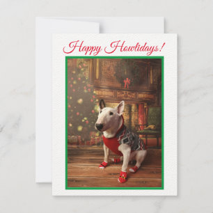 Bull Terrier Christmas Card Santa Jumper 
