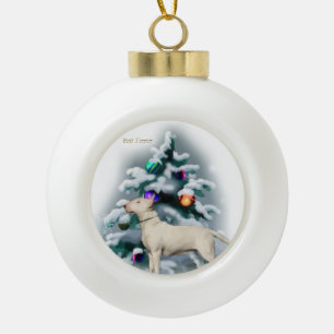 Bull Terrier Christmas Ceramic Ball Christmas Ornament
