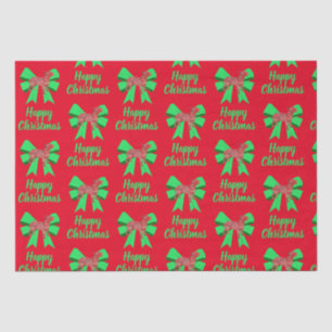 Bull Terrier Christmas Dog & Green Bow Tissue Paper