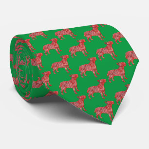 Bull Terrier Christmas Dog Silhouette Green Neck Tie