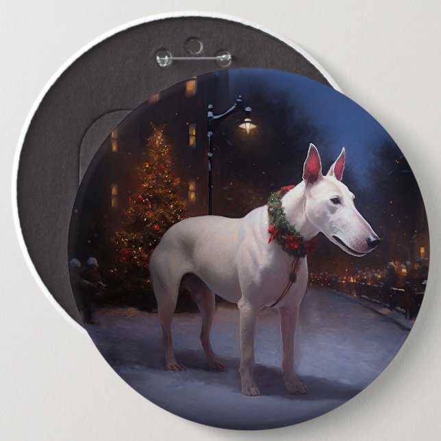 Bull Terrier Christmas Festive Season 6 Cm Round Badge (Front & Back)