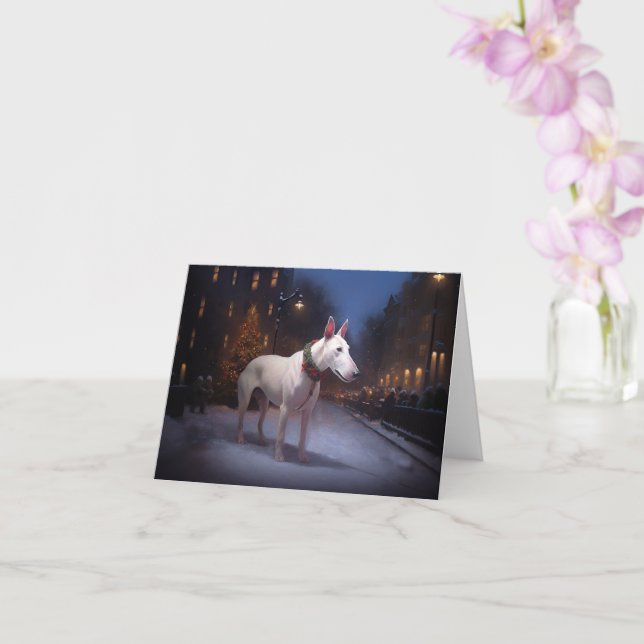 Bull Terrier Christmas Festive Season Card (Orchid)