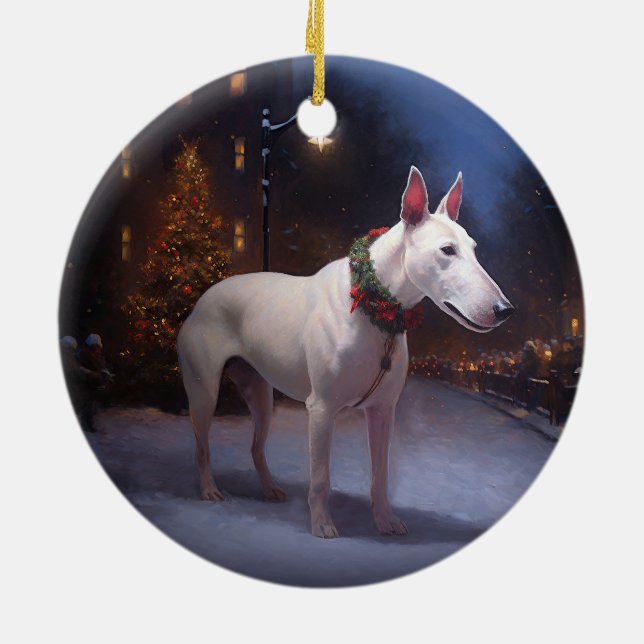 Bull Terrier Christmas Festive Season Ceramic Tree Decoration (Back)