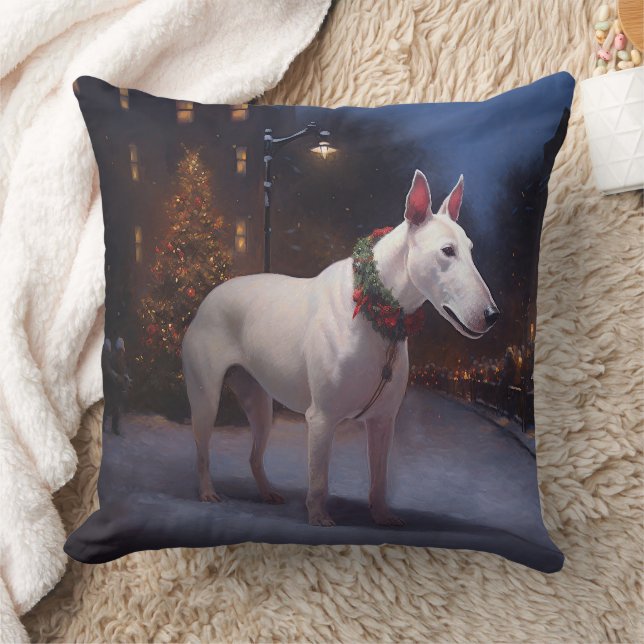 Bull Terrier Christmas Festive Season Cushion (Blanket)