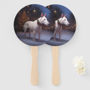 Bull Terrier Christmas Festive Season Hand Fan