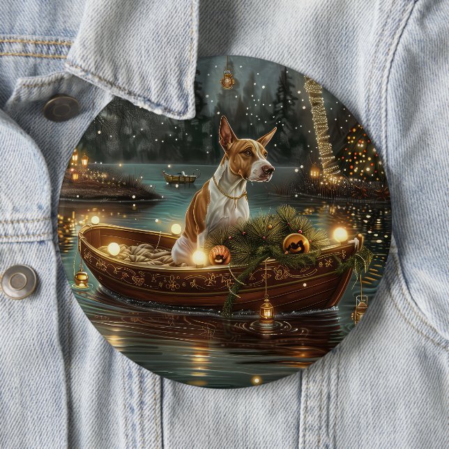 Bull Terrier Christmas Festive Voyage 6 Cm Round Badge (In Situ)