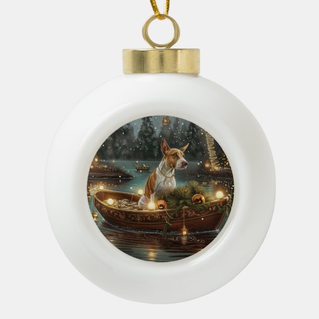 Bull Terrier Christmas Festive Voyage Ceramic Ball Christmas Ornament (Front)