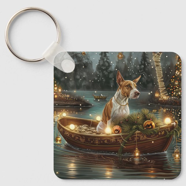 Bull Terrier Christmas Festive Voyage Key Ring (Front)